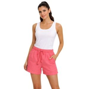 Talbots Coral Linen Pull-On Shorts with Pockets — Size M